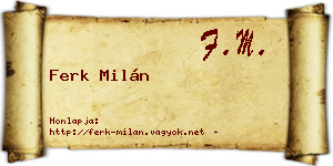 Ferk Milán névjegykártya